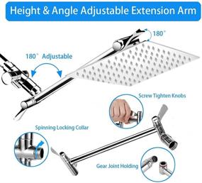 img 2 attached to 🚿 High Pressure Rainfall Shower Head and Handheld Showerhead Combo - 8'' Shower Head with 11'' Extension Arm, CUMIZON 6 Spray Settings Handheld Showerhead with Holder, Hose, Flow Regulator - Chrome