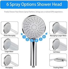 img 3 attached to 🚿 High Pressure Rainfall Shower Head and Handheld Showerhead Combo - 8'' Shower Head with 11'' Extension Arm, CUMIZON 6 Spray Settings Handheld Showerhead with Holder, Hose, Flow Regulator - Chrome