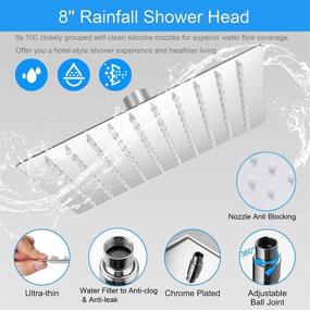 img 1 attached to 🚿 High Pressure Rainfall Shower Head and Handheld Showerhead Combo - 8'' Shower Head with 11'' Extension Arm, CUMIZON 6 Spray Settings Handheld Showerhead with Holder, Hose, Flow Regulator - Chrome