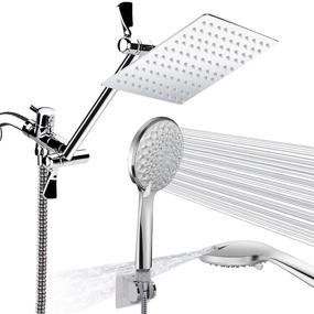 img 4 attached to 🚿 High Pressure Rainfall Shower Head and Handheld Showerhead Combo - 8'' Shower Head with 11'' Extension Arm, CUMIZON 6 Spray Settings Handheld Showerhead with Holder, Hose, Flow Regulator - Chrome
