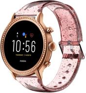 💖 glitter clear silicone sports straps - compatible for fossil julianna band, youkei - perfect fit for fossil gen 5 julianna/gen 5 carlyle/men gen 5e 44mm / gen 4 explorist/gen 5 lte (pink) logo