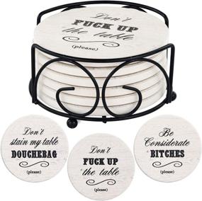 img 4 attached to 😂 Hilarious Coaster Set with Holder - Absorbent, 6 Pcs Novelty Gift with 3 Different Sayings - Perfect Present for Friends, Men, Women, Housewarming, Man Cave Decor & Hostess Gifts - Birthday & Holiday