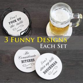 img 2 attached to 😂 Hilarious Coaster Set with Holder - Absorbent, 6 Pcs Novelty Gift with 3 Different Sayings - Perfect Present for Friends, Men, Women, Housewarming, Man Cave Decor & Hostess Gifts - Birthday & Holiday