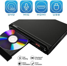 img 2 attached to 📀 DVD Player for TV with HDMI & AV Output (Includes HDMI & AV Cable) - All-Region Free, USB/MIC Input, DVD/CD/MP3 Disc Player - Home CD Players