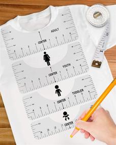 img 4 attached to 📏 6-Piece Transparent T-Shirt Ruler Guide Alignment Tool for Accurate Centering of Designs on Adult, Youth, Toddler, Infant Tees