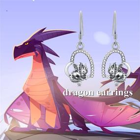 img 3 attached to 🔥 Splash of Magic: Dragon Heart Dangle Earrings, Exquisite Sterling Silver Jewelry for Women and Girls