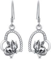 🔥 splash of magic: dragon heart dangle earrings, exquisite sterling silver jewelry for women and girls logo