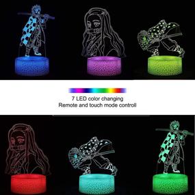 img 2 attached to 🔥 Demon Slayer Kamado Tanjirou, Agatsuma Zenitsu, Nezuko 3D Anime Decor Lamp Night Light with Multicolor RGB Bulb - Perfect Home Decor for Movie Fans, Teens, Birthdays, Christmas, New Year, and Kid's Toys