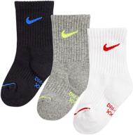 🧦 nike children's regular cut crew socks, black/grey/white assorted, size 5-7 logo