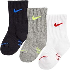 img 2 attached to 🧦 NIKE Children's Regular Cut Crew Socks, Black/Grey/White Assorted, Size 5-7