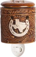 scented texas leather embossed wax melt warmer - plug in accent, brown логотип