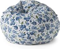 harrison modern 3ft fabric navy rose print and white bean bag logo