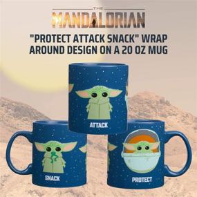 img 3 attached to 20 oz Blue Ceramic Coffee Mug - Silver Buffalo Star Wars The Mandalorian Protect Attack Snack