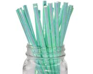 iridescent paper straws green sticks logo