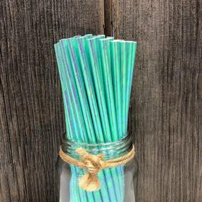 img 1 attached to Iridescent Paper Straws Green Sticks