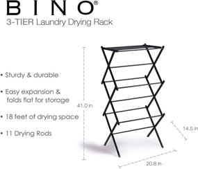 img 3 attached to 🧺 BINO 3-Tier Collapsible Foldable Laundry Drying Rack, Black