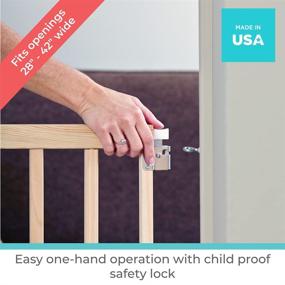 img 1 attached to 🚸 Safe and Easy-to-Use Toddleroo by North States 42" Stairway Swing Baby Gate - Perfect for Standard Stairways, with Swing Control Hinge & One Hand Operation - Hardware Mount, Fits 28"-42" Wide - Sustainable Hardwood, 30" Tall