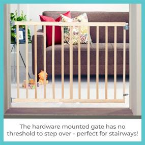 img 3 attached to 🚸 Safe and Easy-to-Use Toddleroo by North States 42" Stairway Swing Baby Gate - Perfect for Standard Stairways, with Swing Control Hinge & One Hand Operation - Hardware Mount, Fits 28"-42" Wide - Sustainable Hardwood, 30" Tall