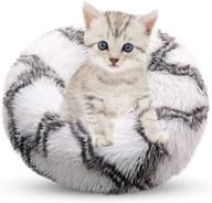 sunfura round calming cat bed: plush donut cuddler couch with anti-slip & water-resistant bottom – perfect indoor pet bed for dogs, cats, and kittens – washable, anti-anxiety fluffy cushion kennel логотип