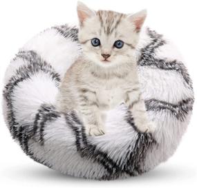 img 4 attached to SUNFURA Round Calming Cat Bed: Plush Donut Cuddler Couch with Anti-Slip & Water-Resistant Bottom – Perfect Indoor Pet Bed for Dogs, Cats, and Kittens – Washable, Anti-Anxiety Fluffy Cushion Kennel