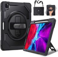 supfives ipad pro 12.9 case 2020/2018 - triple layer shockproof full body protection with apple pencil holder & strap logo