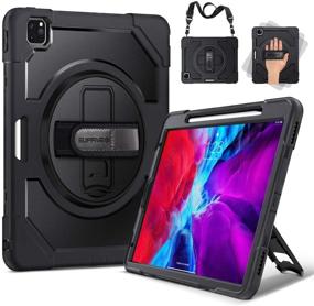 img 4 attached to SUPFIVES iPad Pro 12.9 Case 2020/2018 - Triple Layer Shockproof Full Body Protection with Apple Pencil Holder & Strap