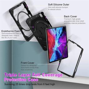 img 3 attached to SUPFIVES iPad Pro 12.9 Case 2020/2018 - Triple Layer Shockproof Full Body Protection with Apple Pencil Holder & Strap