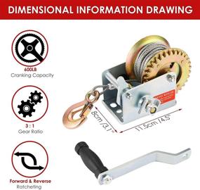 img 2 attached to Aceshin 600 lbs Heavy Duty Hand Winch with Steel Cable Crank Gear - Ideal for ATV, Boat Trailer; Features 8m Long Steel Wire durability