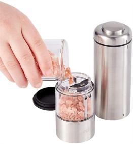 img 2 attached to 🔋 Battery Powered Electric Pepper or Salt Grinder - Adjustable Ceramic Coarseness, One Button Operation, Stainless Steel & Plastic Body - Salt or Pepper Shaker