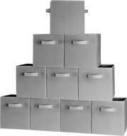 10-pack of grey storage bins: containers, boxes, totes, baskets, collapsible cubes for household organization – fresh fabric & cardboard logo