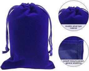 img 2 attached to 🎁 Набор из 20 синих бархатных сумок для ювелирных изделий, размером 4.7 х 6.7 дюйма - тканевые мешочки на завязках для украшений в виде кубиков - идеально подходят для подарков и хранения.