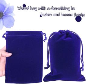 img 1 attached to 🎁 Набор из 20 синих бархатных сумок для ювелирных изделий, размером 4.7 х 6.7 дюйма - тканевые мешочки на завязках для украшений в виде кубиков - идеально подходят для подарков и хранения.