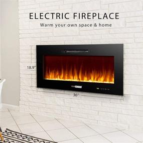 img 1 attached to 🔥 VIVOHOME Электрический камин 36" 750W/1500W с настенным креплением и встроенным в стену, с пультом дистанционного управления, сенсорным экраном, сертификатом ETL, защитой от перегрева, 9 цветами пламени, набором бревен и кристаллами.