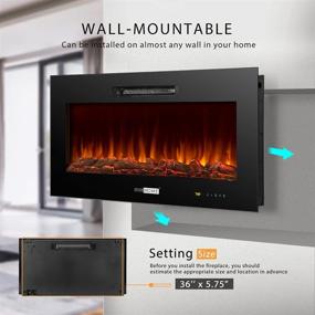 img 3 attached to 🔥 VIVOHOME Электрический камин 36" 750W/1500W с настенным креплением и встроенным в стену, с пультом дистанционного управления, сенсорным экраном, сертификатом ETL, защитой от перегрева, 9 цветами пламени, набором бревен и кристаллами.