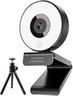 papalook pa552 webcam streaming + ring 📸 light, dual mics, full hd 1080p, tripod included logo