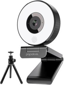 img 4 attached to PAPALOOK PA552 Webcam Streaming + Ring 📸 Light, Dual Mics, Full HD 1080p, Tripod Included