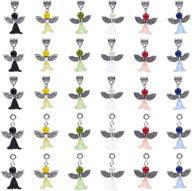👰 sunnyclue 30pcs angel charms wedding dress wings acrylic beads gemstone healing chakra pendants for jewelry making and crafting - mixed color bulk pack logo