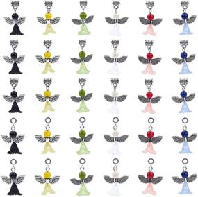img 4 attached to 👰 SUNNYCLUE 30Pcs Angel Charms Wedding Dress Wings Acrylic Beads Gemstone Healing Chakra Pendants for Jewelry Making and Crafting - Mixed Color Bulk Pack