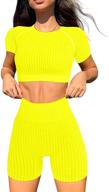 🏋️ oys women's seamless workout set - 2 piece high waisted yoga gym shorts & crop top outfits for running and active wear logo