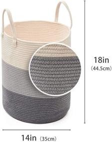 img 1 attached to 🧺 Large Collapsible Storage Basket - 100% Cotton Rope Hamper with Handles | Baby Laundry, Blanket, and Dirty Clothes Hamper | Woven Basket for Gifts | 14'' x 18''