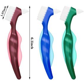 img 2 attached to Пакет из 6 прочных зубных щеток для эффективной чистки съемных зубов - включает белый футляр (красный, зеленый, синий)