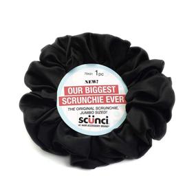 img 2 attached to 🖤 Washable Black Nylon Silk-Like Scrunci Original Scrunchie - Jumbo Size: Perfect for Wrist-to-Hair Versatility, 1 Count