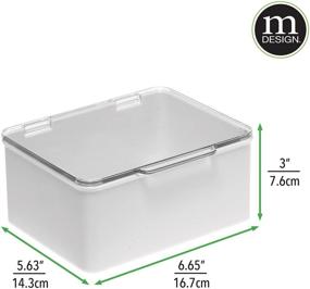 img 3 attached to 📦 mDesign Plastic Stackable Craft & Sewing Storage Box - Compact Organizer for Thread, Beads, Ribbon, Glitter, Clay - Clear/Light Gray