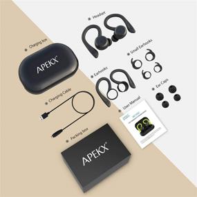 img 1 attached to 🎧 Беспроводные Bluetooth наушники APEKX True - TWS наушники с защитой IPX7 от воды, глубоким басовым стереозвуком, встроенным микрофоном и вкладышами в ушах для спортивных занятий (черные)