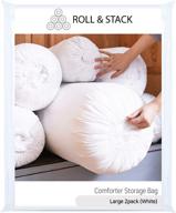 🛏️ roll&amp;stack fabric storage bag: organize comforters, beddings, blankets, and more with ease! dust proof, breathable, sturdy and machine washable - includes 2 large white bags логотип