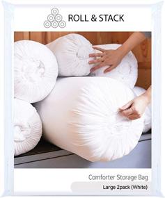 img 4 attached to 🛏️ Roll&amp;Stack Fabric Storage Bag: Organize Comforters, Beddings, Blankets, and More with Ease! Dust Proof, Breathable, Sturdy and Machine Washable - Includes 2 Large White Bags