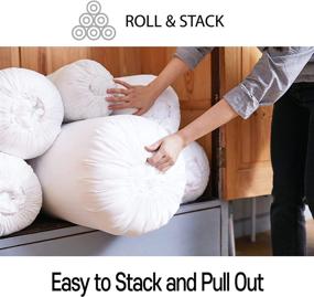 img 2 attached to 🛏️ Roll&amp;Stack Fabric Storage Bag: Organize Comforters, Beddings, Blankets, and More with Ease! Dust Proof, Breathable, Sturdy and Machine Washable - Includes 2 Large White Bags