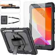 📱 kid proof ipad case, full body protective case for ipad 9th/8th/7th generation & 10.2 (2021/2020/2019) - 9h tempered glass screen protector, 360° rotatable kickstand & hand strap (black) logo