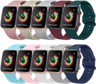 🍎 [10 pack] soft silicone apple watch bands 38mm 40mm - compatible with series 6 5 4 3 2 1 & se - adjustable buckle - women men wristbands - (10 pack a, small) logo