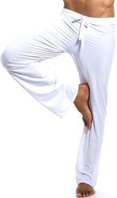 img 1 attached to 🩳 Comfortable K-Men Mens Ice Silk Long Yoga Pant with Low Rise, Elastic Drawstring for Sleep Bottom